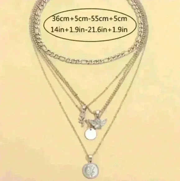New Silver Pendant Layered Necklace